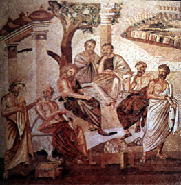 [Pompeii mosaic - the Philosophers' meeting]
